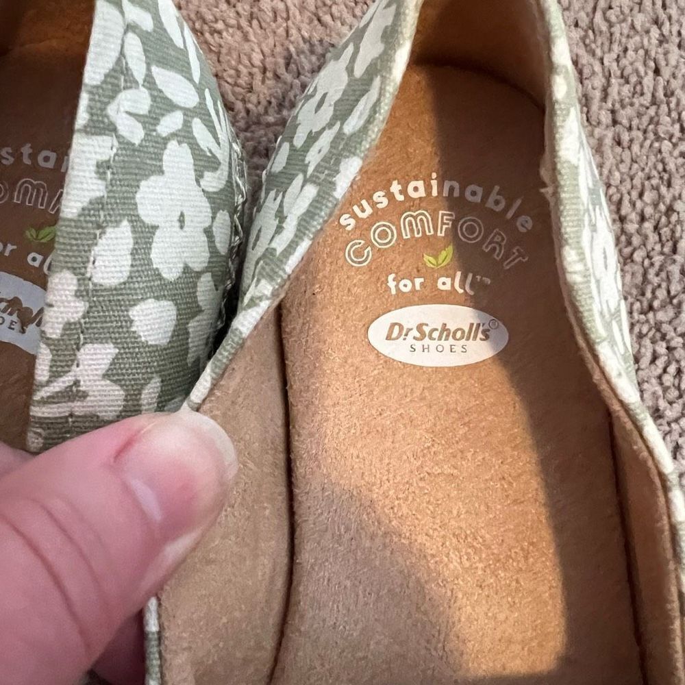 Dr Scholl’s Green and White Floral Slip On Espadrille Shoes Size 6 NEW - Picture 6 of 9